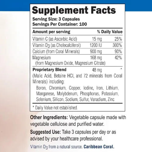 Miniatura 3 de Coral Complex 3 Suplemento de calcio Vitamina D3 y magnesio – 900 mg de calcio coral biodisponible para fuerza ósea, apoyo articular y equilibrio