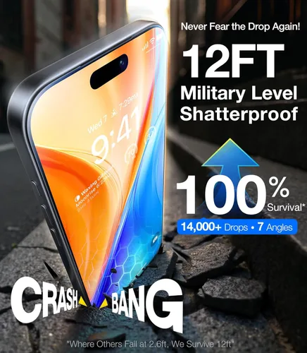 Miniatura 3 de UltraGlass Top - Vidrio 9H+ para protector de pantalla iPhone 13 Pro Max, a prueba de roturas con grado militar y duradero, vidrio templado