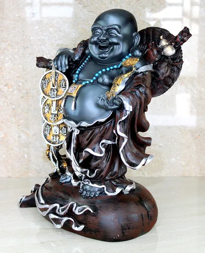 Miniatura 3 de eSplanade Estatua de Buda sonriente de resina, figura de Feng Shui, pieza de exhibición para sala de estar, hogar, oficina, decoración y regalo, 16