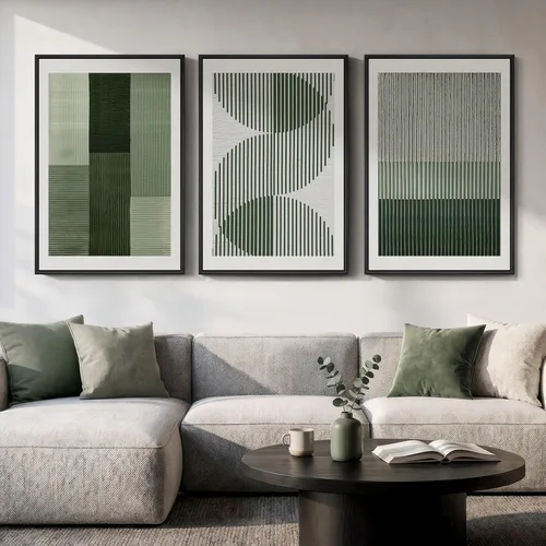 Miniatura 25 de Framed Sage Green Abstract Landscape Wall Art for Bedroom, 3 Piece Modern Canvas Prints Paintings Artwork for Walls, Minimalist Nature Pictures for