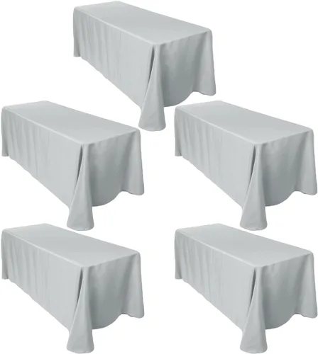 Miniatura 91 de LTC LINENS - Paquete de 2 manteles rectangulares de poliéster, de 60 x 102 pulgadas y 6 pies, color azul bebé, con caída parcial, resistentes a