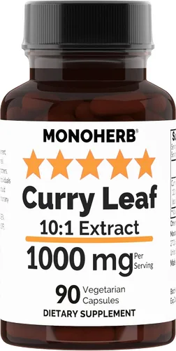 MONOHERB Extracto de hoja de curry 1000 mg - 90 Cápsulas Vegetarianas