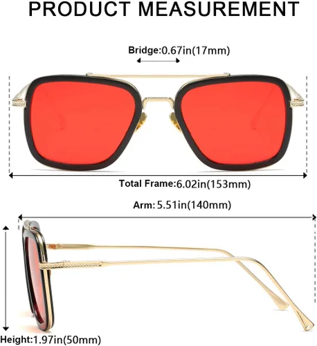 Miniatura 4 de Tony Stark - Gafas de sol vintage con marco de metal cuadrado para hombres y mujeres, lentes de sol vintage de Iron Man y Spider-Man