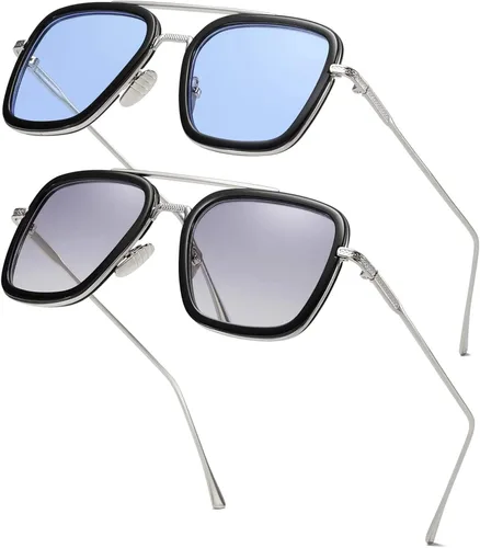 Miniatura 5 de Sehnsucht Tony Stark - Gafas de sol Iron Man con protección UV, cuadradas, de metal, Spider Man Downey Pilot