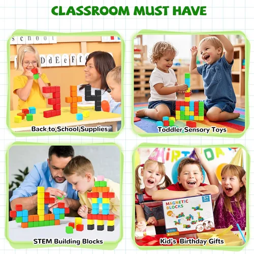 Miniatura 5 de Hiwawind 40 bloques magnéticos, regalos ideales para niños de 3, 4, 5, 6 años, juguetes de aprendizaje STEM para niños y niñas de 3 a 5 años