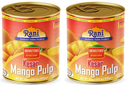 Miniatura 14 de Puré de pulpa de mango Rani (hace batidos de mango Lassi) Alphonso endulzado 30 onzas (1.875 libras) 29.98 oz ~ Kosher Todo natural Sin OMG