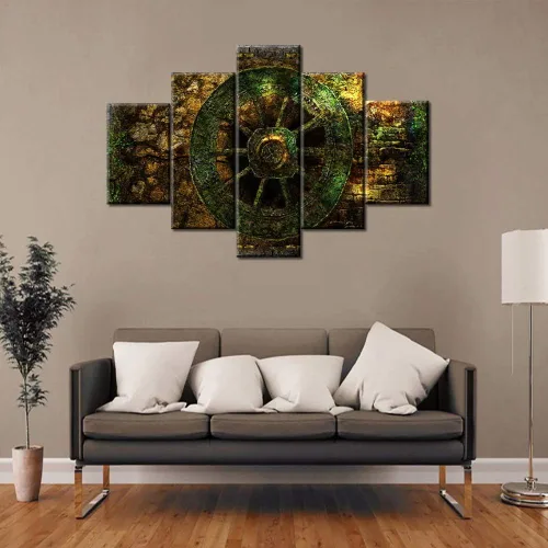 Miniatura 71 de Arte de pared con varios paneles, calendario maya, imágenes de piedra del sol, pinturas de civilización azteca sobre lienzo, sala de estar