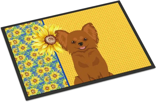 Miniatura 227 de Caroline's Treasures WDK5313MAT Airedale Terrier - Tapete para puerta delantera de 18 x 27 pulgadas, diseño de girasoles de verano, para entrada
