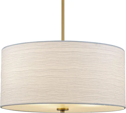 Miniatura 9 de Kira Home Pearl - Lámpara colgante moderna de tambor grande de 18 pulgadas, 3 luces, pantalla texturizada blanca + difusor de vidrio, altura Latón