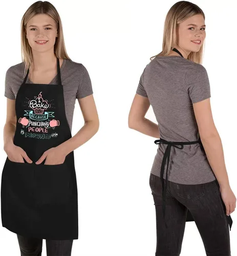 Miniatura 5 de Divertidos delantales de hornear para mujeres y hombres, bonitos regalos para panaderos, delantales de cocina con 2 bolsillos, delantal