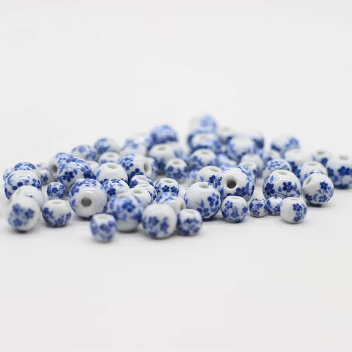 Miniatura 8 de Cuentas redondas de porcelana de cerámica para hacer joyas, tamaños surtidos de 0.236 in, 0.315 in, 0.394 in, 0.472 in, total de 80 cuentas Azul