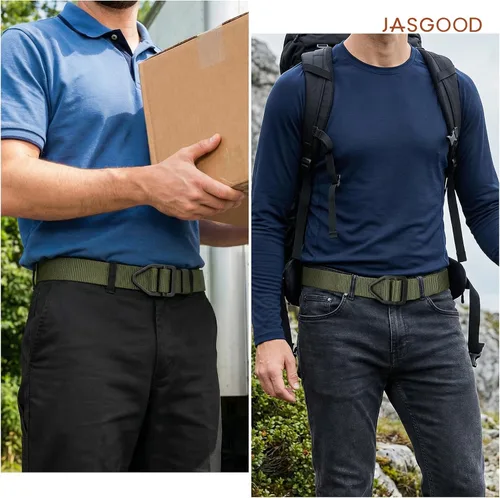 Miniatura 4 de JASGOOD Cinturón táctico de nailon reforzado resistente para hombres correa de cinturón militar ajustable con hebilla de metal