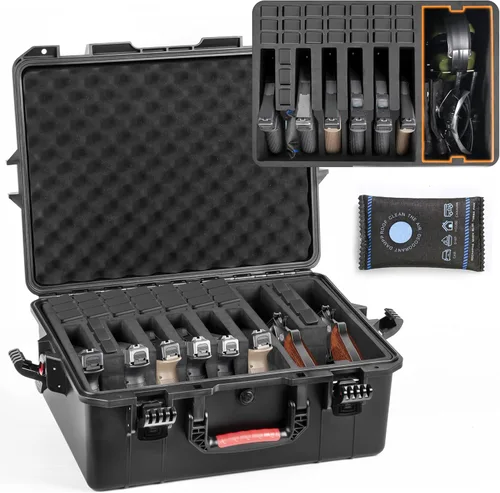 Miniatura 9 de Kinghardcase Estuches para armas de mano, 5 estuches para pistolas y 21 cargadores Estuches para pistolas precortados con múltiples pistolas a