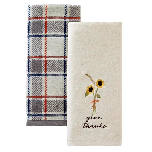 SKL Hocme - Juego de 2 toallas de mano bordadas jacquard 100% algodón para otoño, otoño, Acción de Gracias, decoración para baño, cocina, bar y
