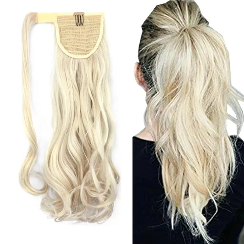 Miniatura 17 de Extensión de cola de caballo de 18 pulgadas para mujer, 3.53 onzas, fibra sintética natural japonesa resistente al calor, color negro azabache #1