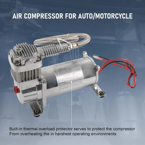Miniatura 3 de DICMIC Compresor de aire de cromo de 12V 444C 200 PSI para automóvil/motocicleta
