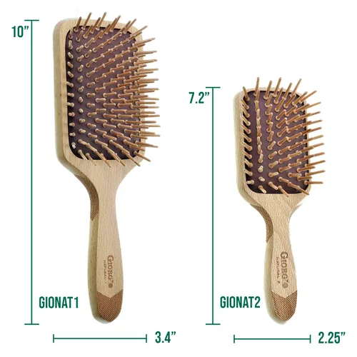 Miniatura 7 de Giorgio Cepillo de pelo de cerdas de madera respetuoso con el medio ambiente, cepillo para desenredar pequeño y cepillo de crecimiento del cabello