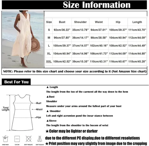 Miniatura 5 de Vestido largo de verano para mujer, sin mangas, cuello en V, botones y bolsillos, con vuelo, estampado casual