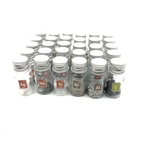 Kit de muestras de elementos puros para colección periódica de tablas periódicas, metales de tierras raras, frascos y ampollas, ideal como regalo 30