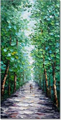 Miniatura 18 de Alenoss Pinturas Metálicas Abstractas 100% Hechas a Mano Lienzo Arte de Pared Textura Gruesa Única Superficie Áspera Pintura al Óleo Moderna 48x24