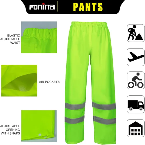 Miniatura 4 de FONIRRA Hi Vis - Traje impermeable de seguridad para hombre, impermeable, amarillo, reflectante, clase 3, chaqueta de lluvia (L/XL)