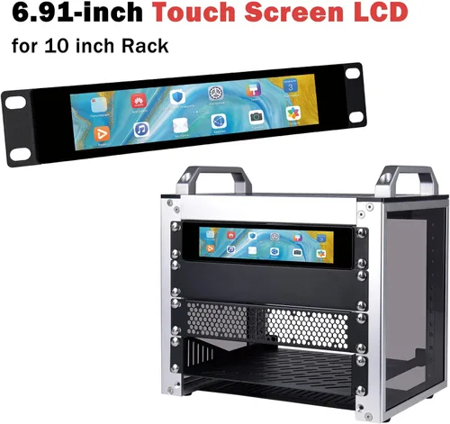 Miniatura 4 de GeeekPi Pantalla táctil LCD de 6.91 pulgadas 1424x280 1U Monitor de montaje en rack para DeskPi RackMate T0/T1/T2/T0 Plus/T1 Plus/TL1 gabinete
