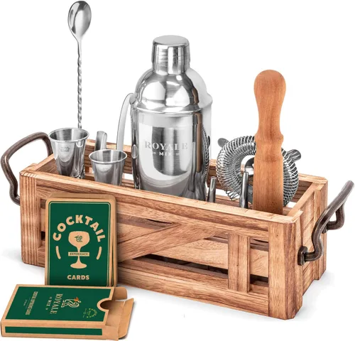 Miniatura 8 de Mixology - Kit de barman con soporte, juego de bar para el hogar con 25 recetas de cóctel para mezclar bebidas, kit ideal de barman para regalo