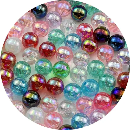 Miniatura 71 de 2000 cuentas redondas acrílicas de 0.157 pulgadas (0.157 in), cuentas espaciadoras de colores AB con agujero para bricolaje, pulseras, collares