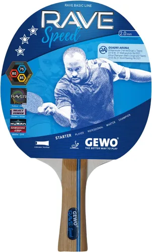 Miniatura 10 de GEWO Pala de tenis de mesa, jugador Thunderball 2, agarre alto, giro, ataque, adulto, juvenil, agarre de 4.0 pulgadas Gris/Verde