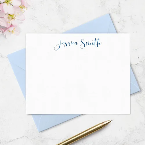 Miniatura 3 de Juego de tarjetas y sobres personalizados con nombre en fuente script para mujeres, elija colores de tinta y sobre Fairmont & Grove Paper Co.