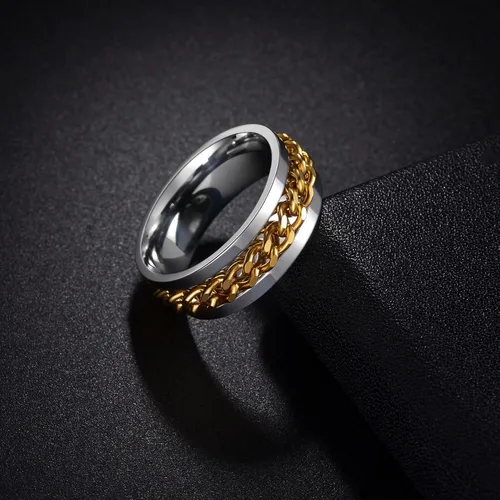 Miniatura 40 de Anillos giratorios para la ansiedad para hombre, anillos clásicos de cadena para mujeres y adultos, anillo de acero de titanio