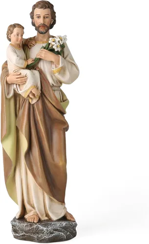 BC Estatua Católica de San José y el Niño Jesús, Figura de Santo Católico, Regalo Religioso para el Día del Padre, Decoración Inspiradora para el