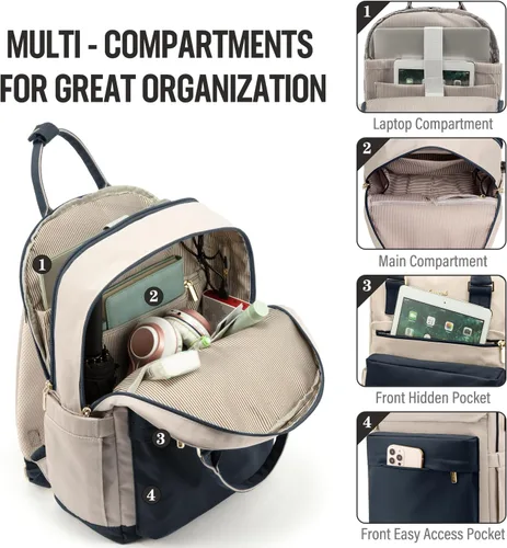 Miniatura 2 de LOVEVOOK - Mochila de computadora portátil para mujeres y niñas, mochila de 15.6 pulgadas impermeable para computadora, mochila escolar para Azul