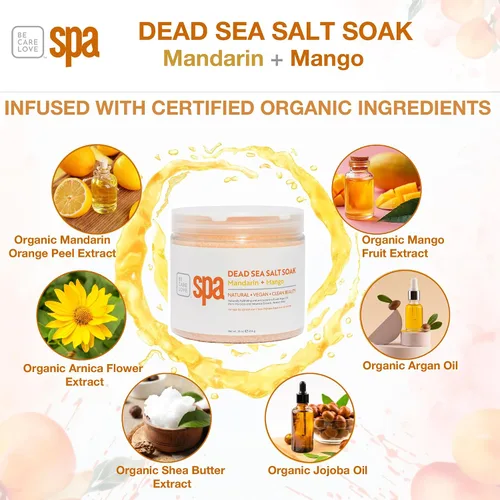 Miniatura 2 de BCL Spa Mandarin Mango Sal del Mar Muerto - Remojo profesional que desafía la edad para pedicura, manicura y sales de baño, suaviza la piel, remojo