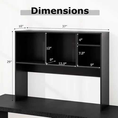 Miniatura 2 de LDAILY Desktop Bookshelf, 2-Tier Office Desk Shelf Organizer Desk Hutch with 4 Shelves, 37’’L Wood Storage Rack Display Shelf for Computer Desk