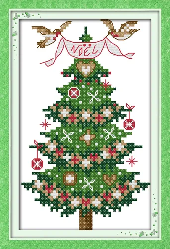Miniatura 7 de Kits de punto de cruz impreso, 11 quilates, 14 x 14 pulgadas, 100% algodón, regalo de vacaciones, kit de iniciación de bordado, patrones fáciles