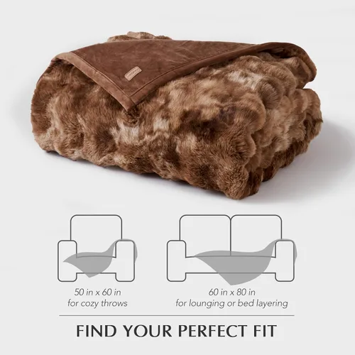 Miniatura 8 de EverGrace - Manta ultra suave de lujo, esponjosa, de pelo sintético de conejo, gruesa, cálida, de burbujas, para cama, mantas reversibles de felpa
