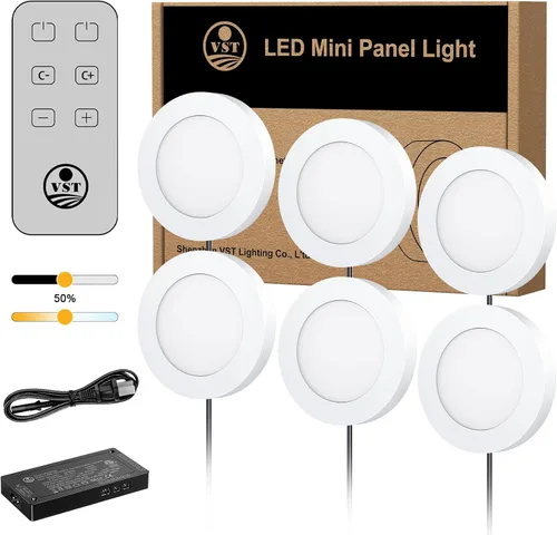 VST Luces para debajo del gabinete CCT 3000K-6500K, luz de disco LED, temperatura de color y brillo ajustable con atenuador remoto táctil y