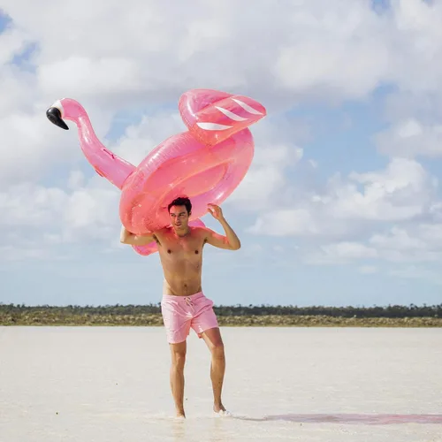 Miniatura 2 de Funboy FLA-C - Flotador inflable y gigante con forma de flamenco y con brillantina, para fiestas de verano en la piscina y entretenimiento