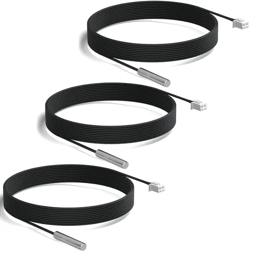 Miniatura 15 de DROK 3 piezas de sonda de sensor de temperatura de 10K, sonda de temperatura impermeable de 1 metro, sonda de temperatura de acero inoxidable 3950