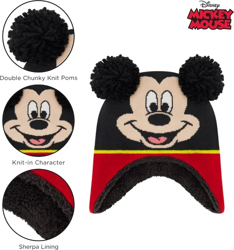 Miniatura 3 de Disney Conjunto de gorro y manoplas de invierno para niños, gorro de Mickey Mouse para niños de 2 a 4 años