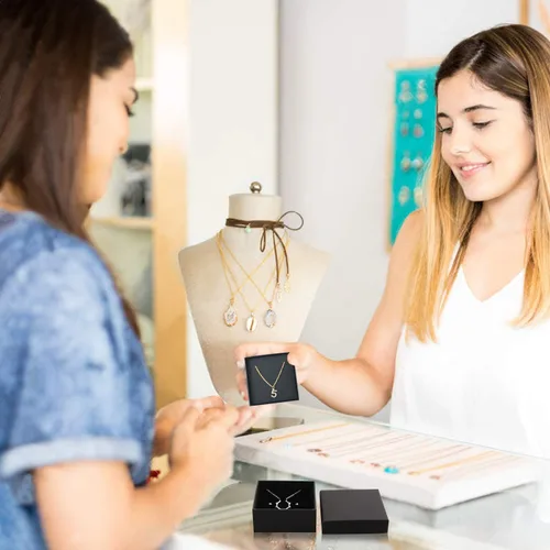 Miniatura 4 de Cajas de regalo de joyería – 12 piezas cuadradas de cartón para collar y aretes, funda rellena de algodón (3.15 x 3.15 x 1.1 pulgadas) (negro)
