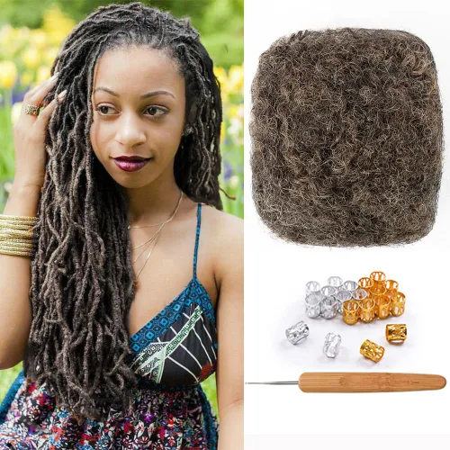Miniatura 26 de Extensiones Loc de 10 pulgadas de grosor de cabello humano de 10 pulgadas, 10 hebras, extensiones de rastas de cabello humano para mujeres