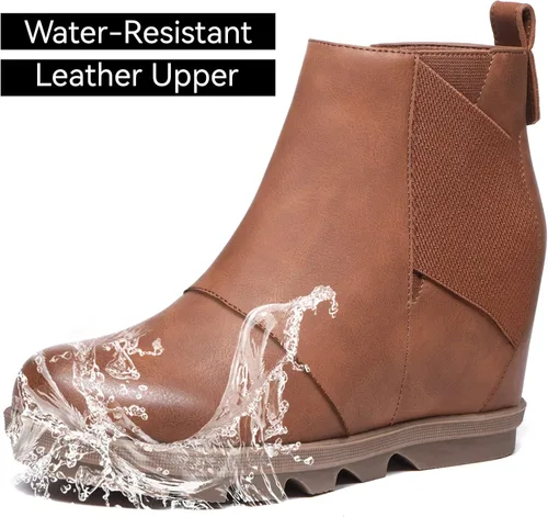 Miniatura 5 de Athlefit Botas de cuña para mujer cómodas botas de cuña al tobillo