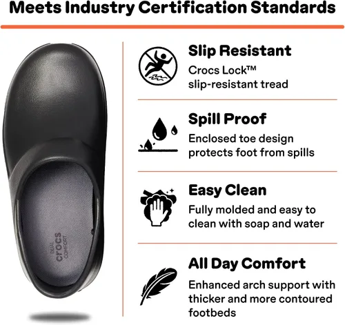 Miniatura 2 de Crocs Zuecos Neria Pro II para mujer, zapatos de trabajo antideslizantes, Negro
