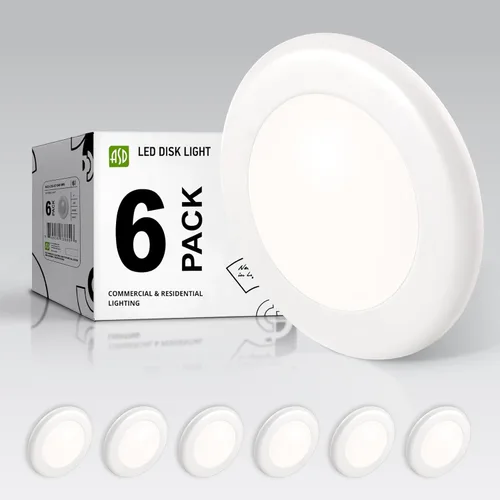 Miniatura 30 de ASD Paquete de 12 luces LED de disco de 6 pulgadas, 15 W 5000 K luz diurna 1300 LM CRI90+, luminaria empotrable regulable de techo, montaje en Blanco