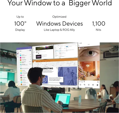 Miniatura 2 de Gafas AR Inteligentes ASUS AirVision M1 - Pantalla portátil Micro-OLED de 100", 1100 nits, Multi-Pantalla, Altavoces, USB-C, Sombra Magnética