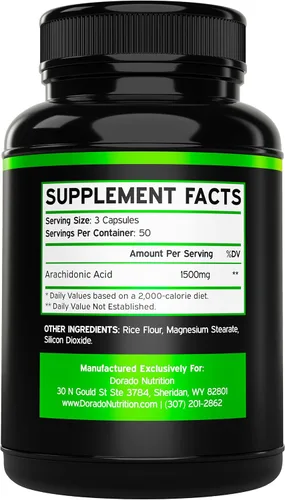 Miniatura 2 de Suplemento de ácido araquidónico de 1500 mg (150 cápsulas), suplemento muscular y de fuerza para masa muscular y recuperación para hombres