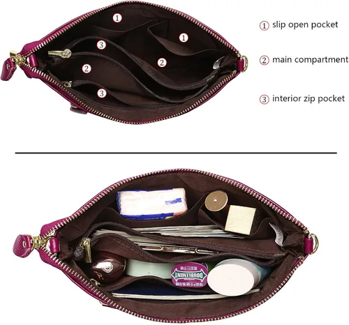 Miniatura 5 de Uromee Cartera de mano para mujer, de piel auténtica, con cadena de hombro desmontable