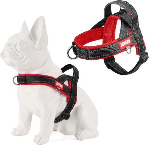 Miniatura 10 de Arnés ligero para perros pequeños, arnés reflectante de malla suave sin estrangulamiento con mango acolchado, pecho ajustable, arnés de hebilla